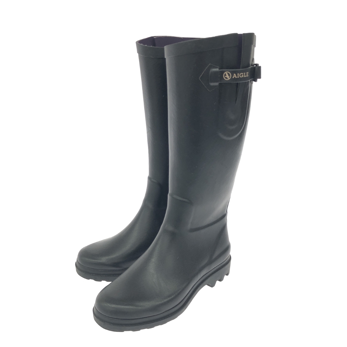 良好◆AIGLE エーグル レインブーツ 表記サイズ:38 ブラック レディース拍卖