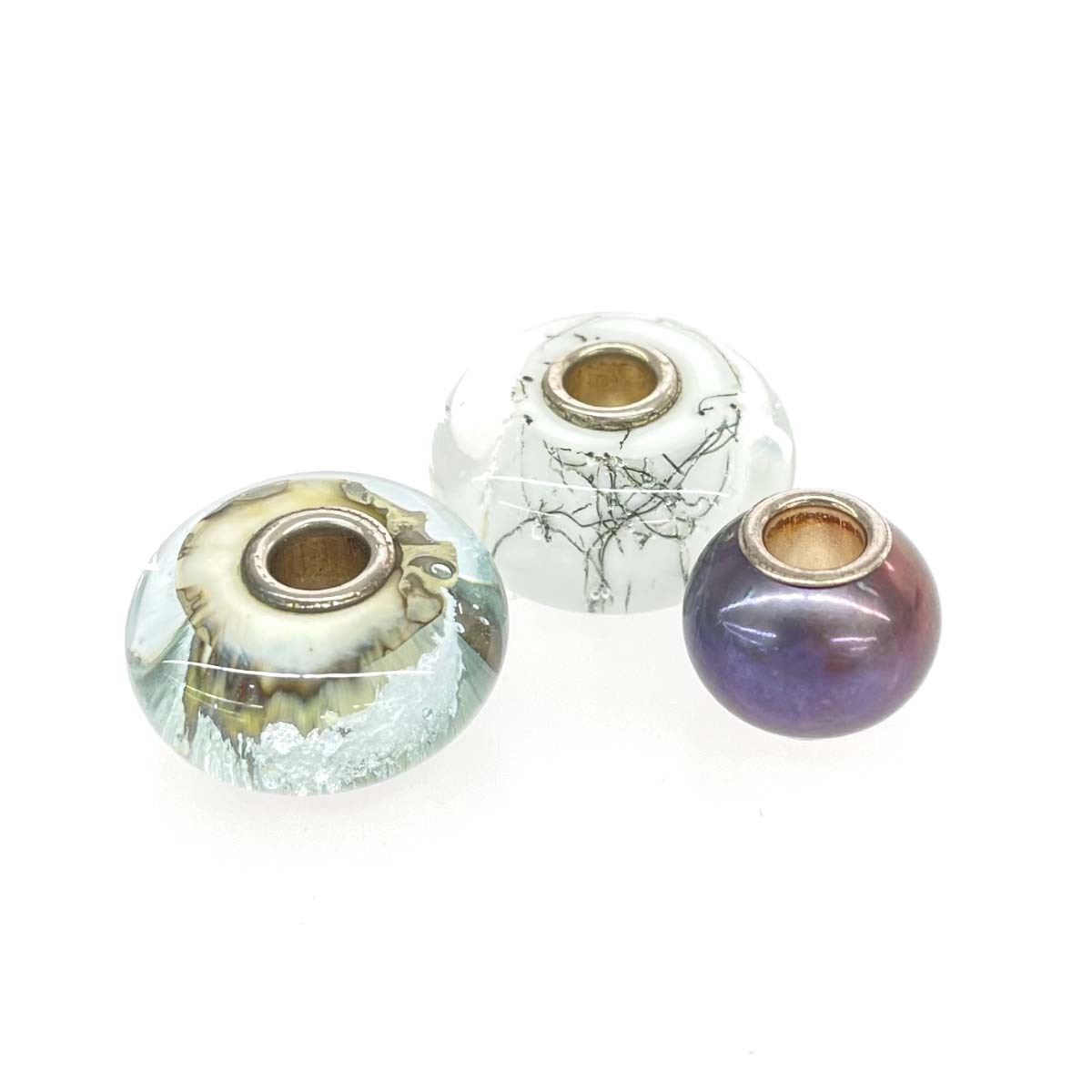 良好◆TROLL BEADS トロールビーズ ビーズ3点セット 925金具 マルチカラー ユニセックス拍卖