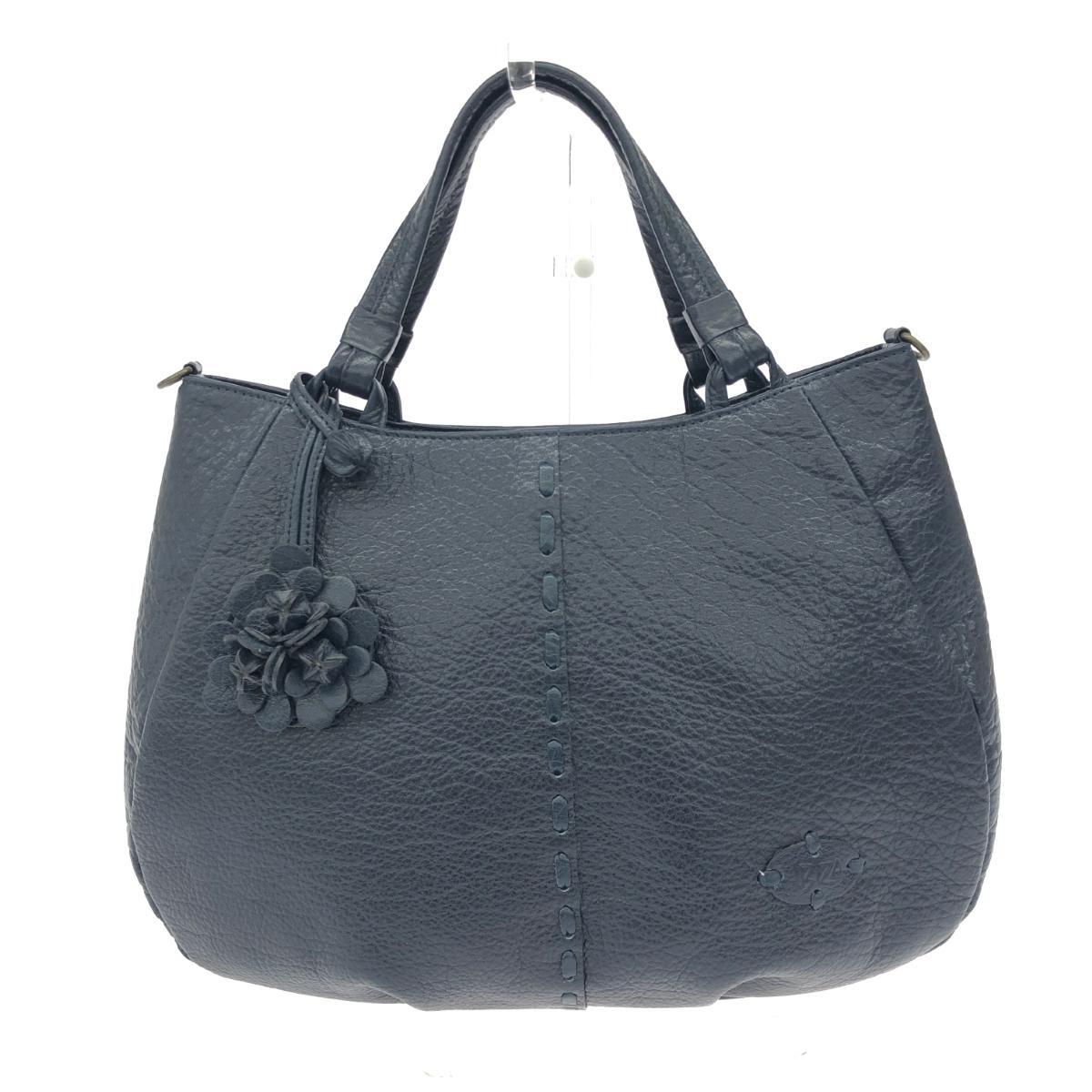 良好◆IBIZA イビサ 2WAYバッグ レザー ネイビー レディース拍卖