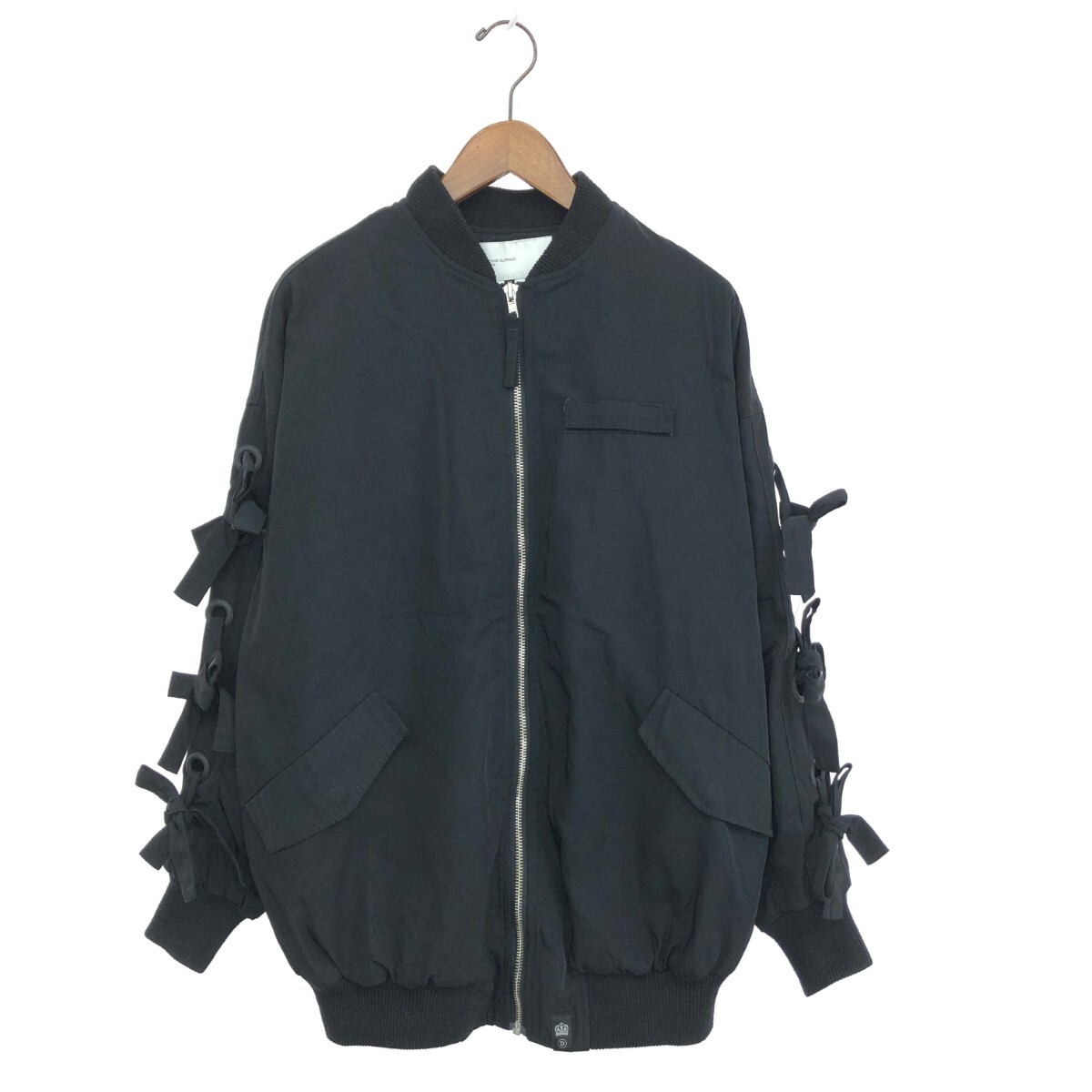 良好◆DOUBLE STANDARD CLOTHING ダブルスタンダード MA-1ブルゾン サイズ:36 リボン/ノバチェック 0205-140-184 ブラック レディース拍卖