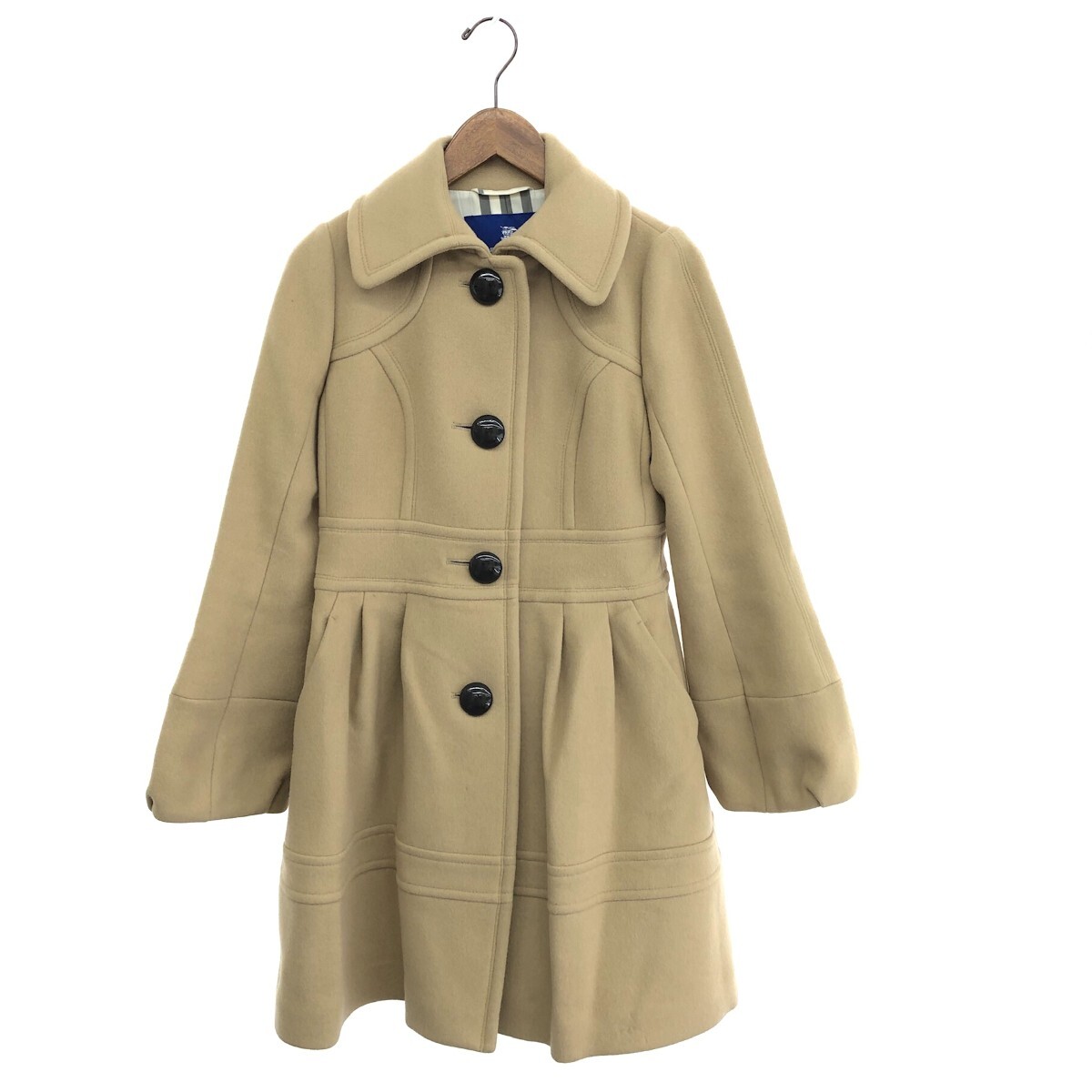 ◆BURBERRY BLUE LABEL バーバリーブルーレーベル ウールコート サイズ:38 ペプラム/アンゴラ/ウール/Aライン ベージュ レディース拍卖