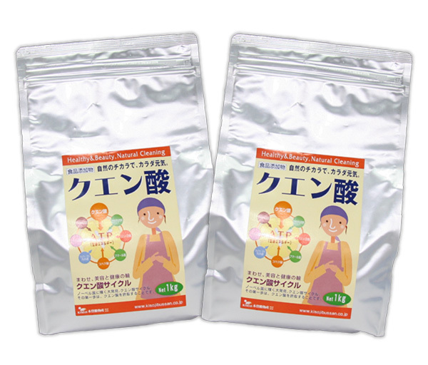 クエン酸 2kg(1kgX2袋)★トウモロコシとサツマイモから抽出した天然素材だから安心★重曹生活のパートナーとしても広く注目されています拍卖