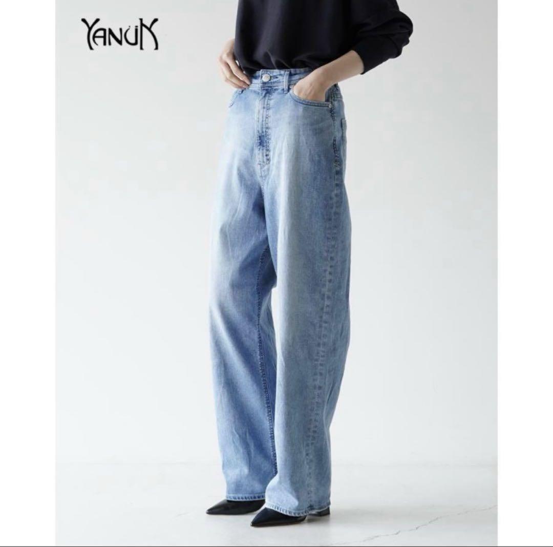 【新品タグ付】YANUK ヤヌーク JOAN ルーズストレートデニムパンツ 26拍卖