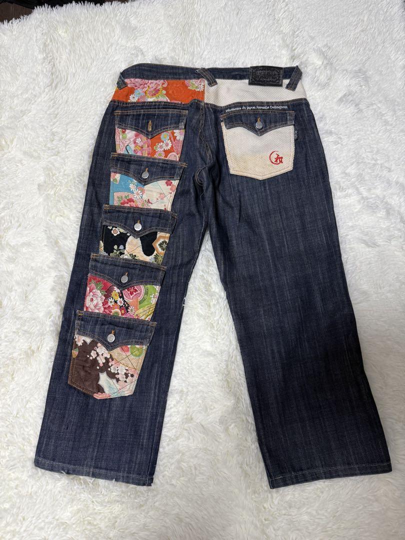 Juvenile Delinquent 和柄 切り替え デザインデニム ジーンズ拍卖