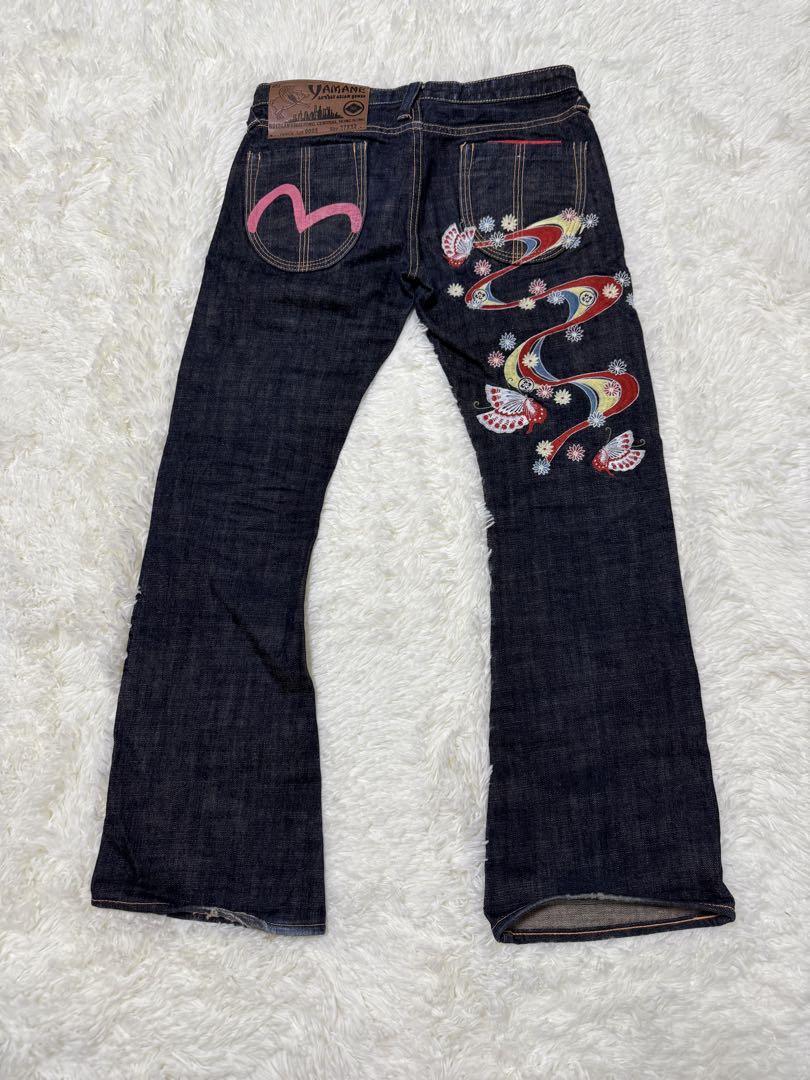 YAMANE DELUXE ジーンズ 刺繍入り 0005 W27×L32 和柄拍卖