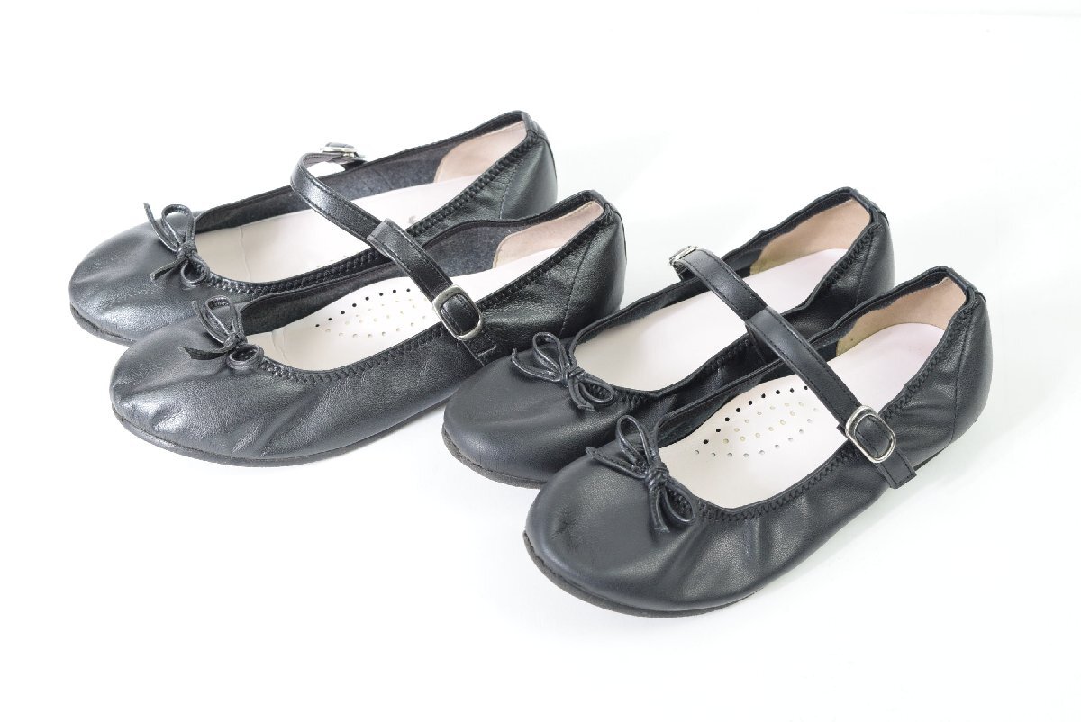 2987-25Q0131★ファミリア familiar ★バレエシューズ2足セット 21cm&22cm 黒ブラック フォーマル 発表会 お出かけ 結婚式拍卖