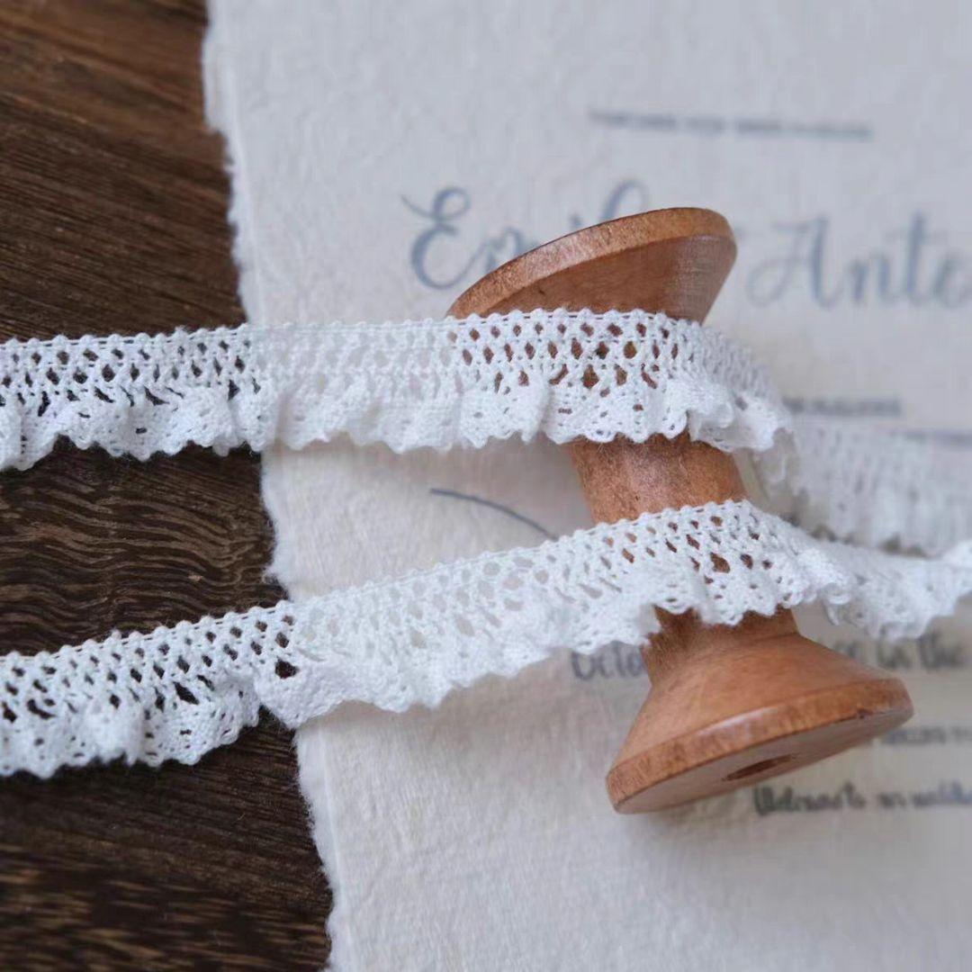 №65 フリル綿ストレッチレース オフホワイト色拍卖