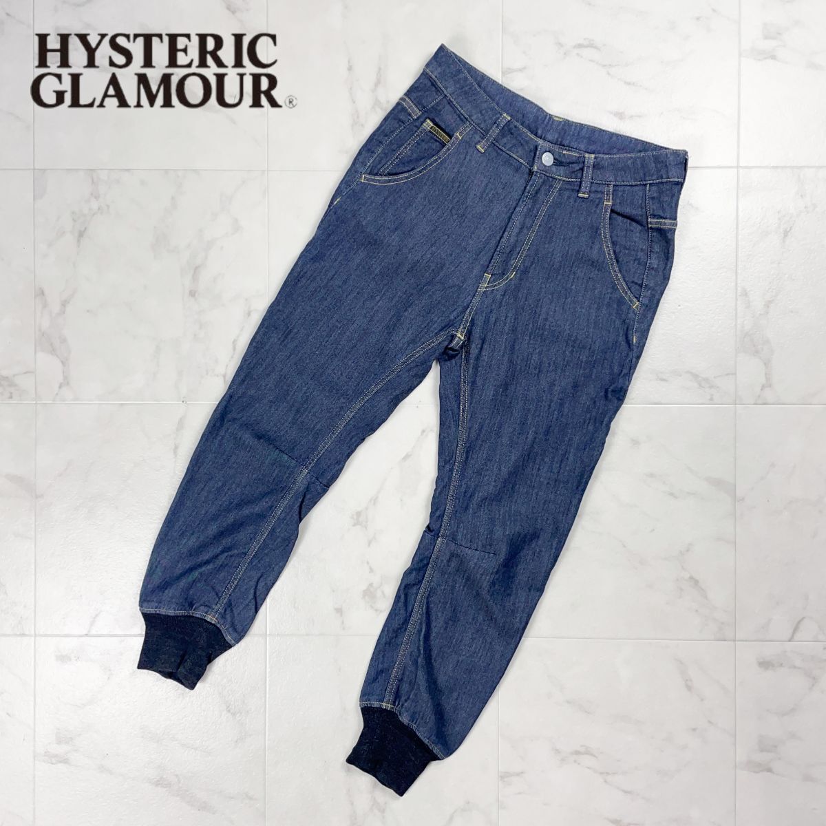 HYSTERIC GLAMOUR ヒステリックグラマー デニムジョガーパンツ サルエル テーパード レディース 青 ブルー ネイビー 紺 サイズXS*GD68拍卖