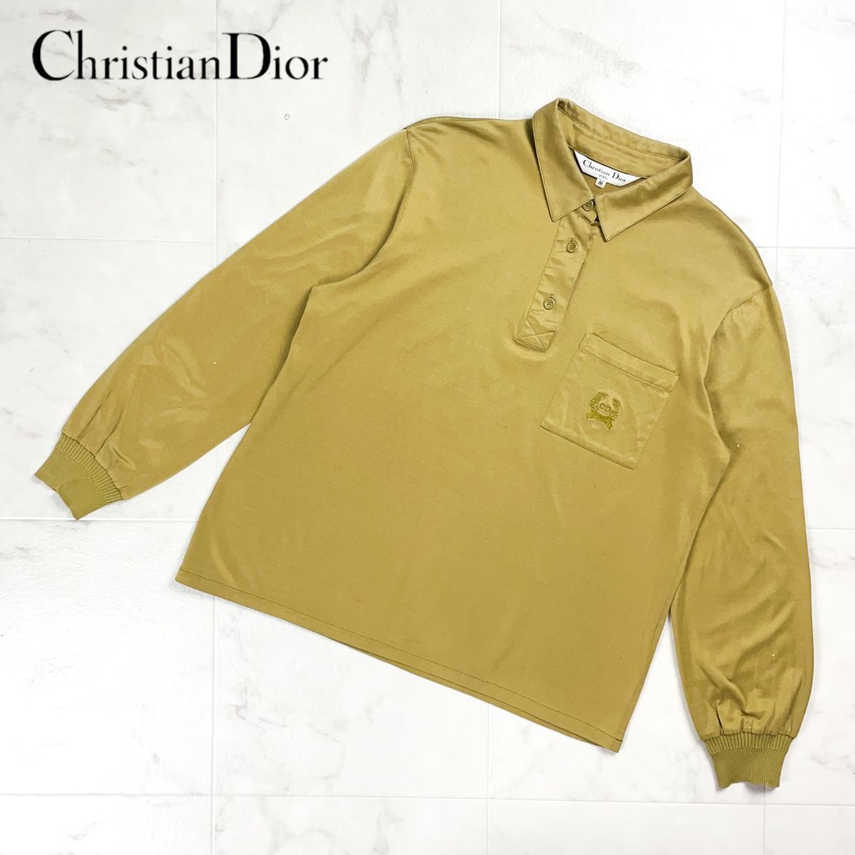 Christian Dior SPORTS クリスチャンディオール スポーツ ロゴ刺繍ポロシャツ 長袖 トップス レディース キャメル サイズM*GD1171拍卖
