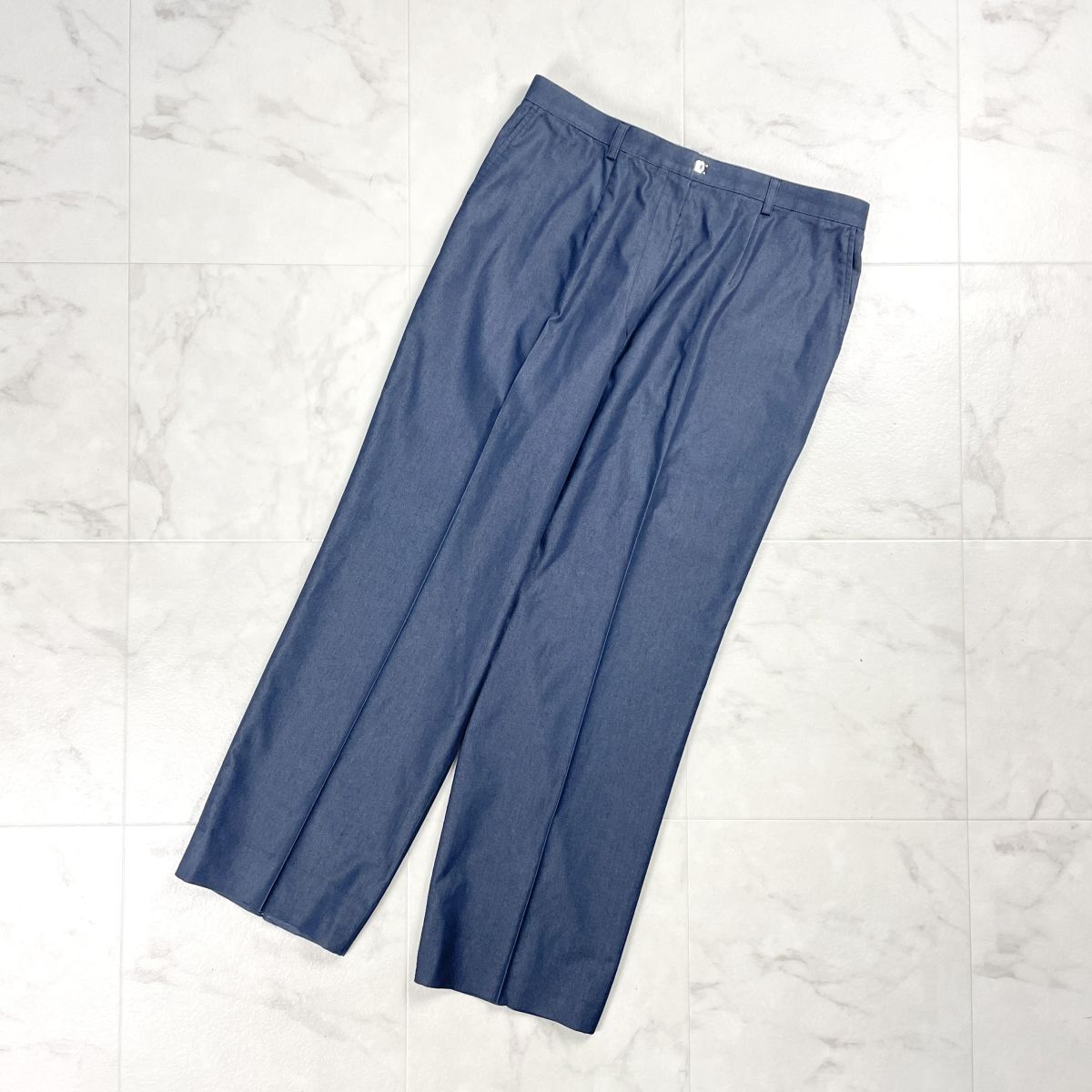 BURBERRY バーバリー デニムライクテーパードスラックスパンツ ボトムス レディース ネイビー 紺 サイズ13*GD1075拍卖