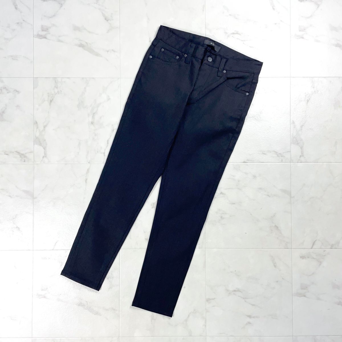 美品 PLAC プラック スリムスキニーパンツ ブラックデニム ストレッチ ボトムス 韓国 レディース ブラック 黒 サイズM*GD1076拍卖