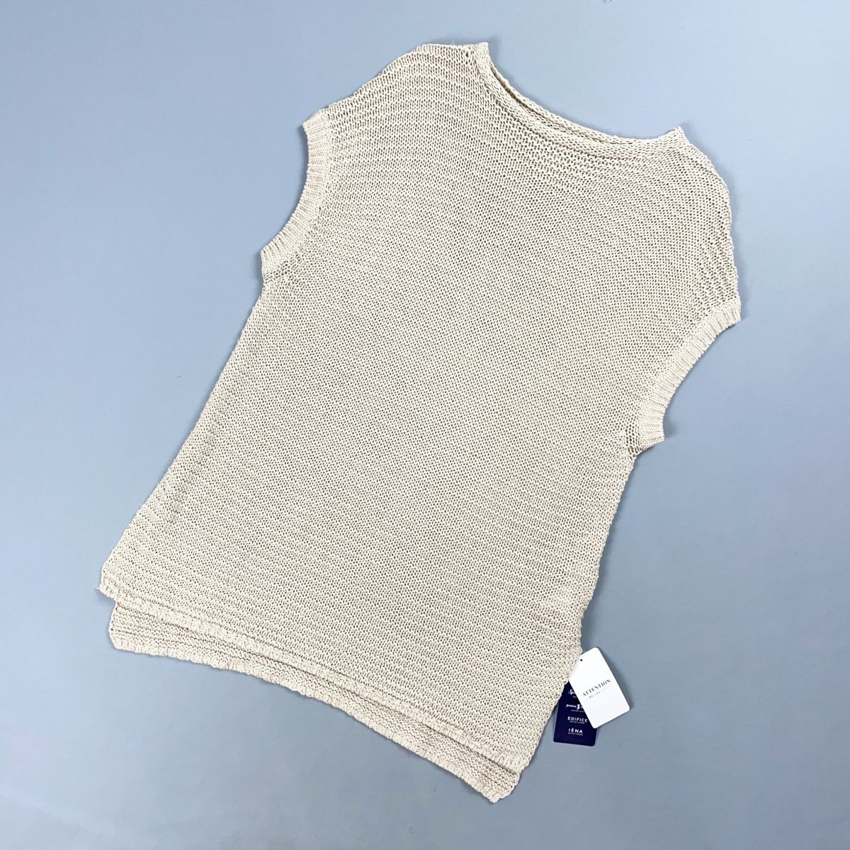 新品未使用タグ付 Simplicite シンプリシテェ 和紙ニットプルオーバー ノースリーブ ローゲージベスト レディース ベージュ サイズF*GD141拍卖