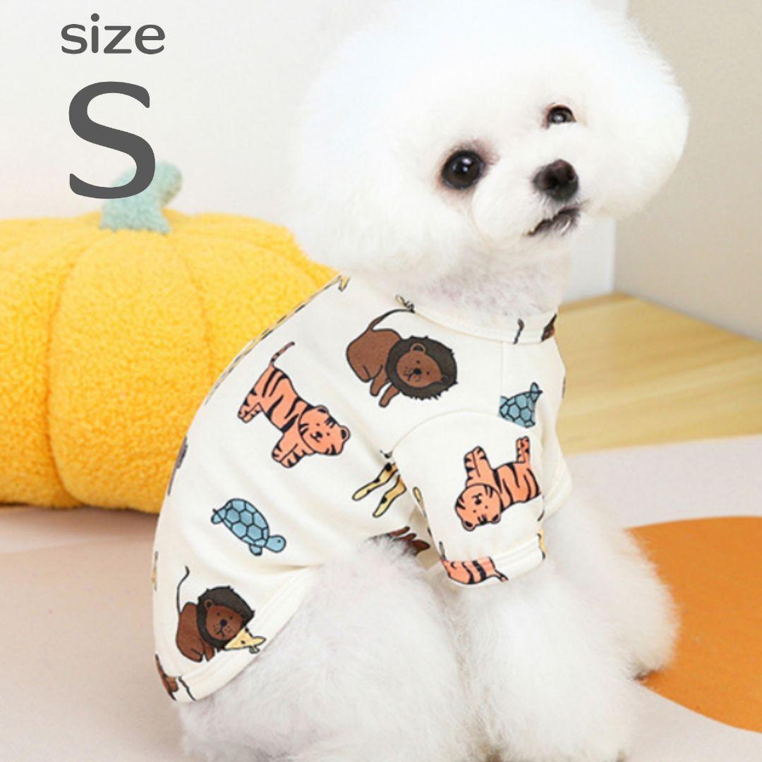犬服 アニマル柄 Sサイズ (SS相当) ゆるかわ 小型犬 かわいい ドッグウェア 新品 犬の服 トップス 白 ペット服拍卖