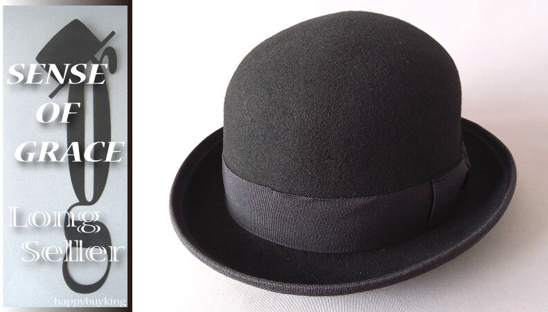 grace 大きいサイズ★2025フェルトウールボーラーハット【黒/XL】新品 サイズ調節可能 男女兼用 ダービーハット センスオブグレース拍卖