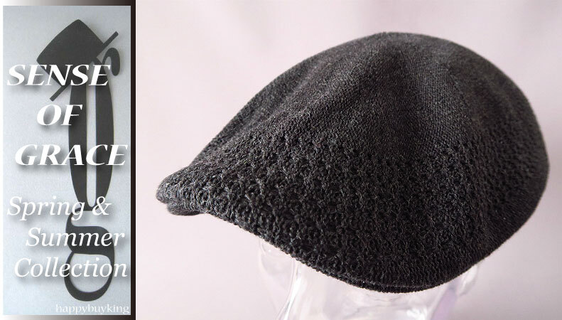 graceグレース★透かし編みサーモニットハンチング【黒】新品 サイズ調節可能 男女兼用 ベレー帽 メッシュ センスオブグレース 拍卖
