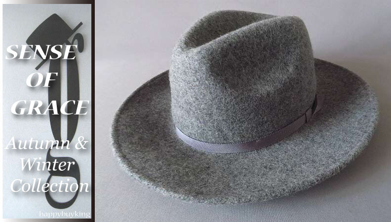 graceグレース★ロングブリムフェルトウール中折れハット【GR】新品 定価¥5300 サイズ調節可能 男女兼用 つば広 ジャクソン拍卖
