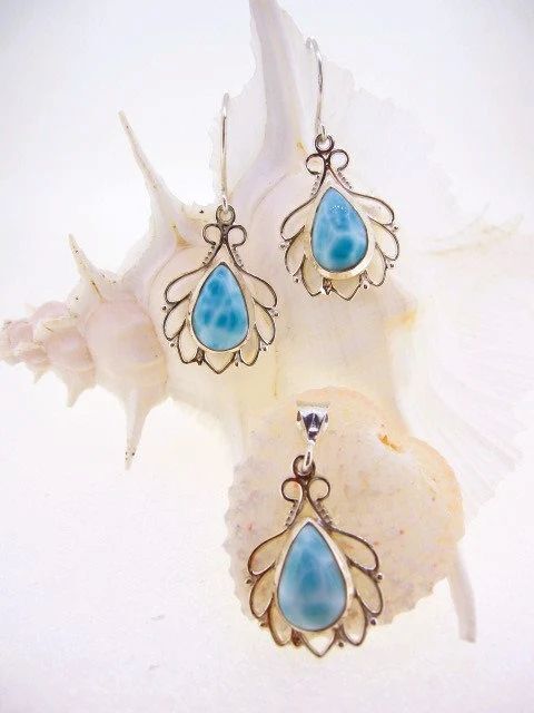 ラリマー フックピアス&ペンダント シルバー (1015)拍卖