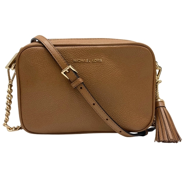 【即決】 マイケルコース MICHAEL KORS ショルダー クロスボディ バッグ 32F7GGNM8L 斜め掛け レザーブラウン × ゴールド レディース 美品拍卖