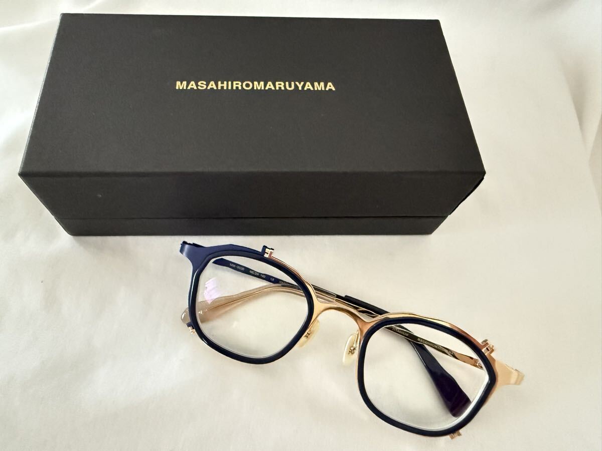 【超希少】世界に一本? マサヒロマルヤマ MM-0030 定価7.7万 超美品 メガネ サングラス ネイビー 紺 ゴールド セル巻き メンズ レディース拍卖