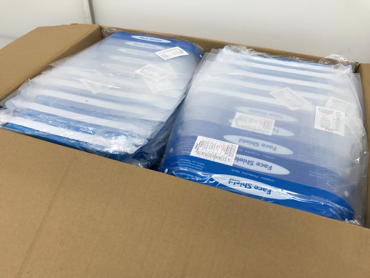 フェイスシールド 200枚セット 33cm×22cm 感染対策 飛沫防止 まとめ売り 1箱 新品未使用 保護カバー フェイスガード 野外活動 イベント(10拍卖