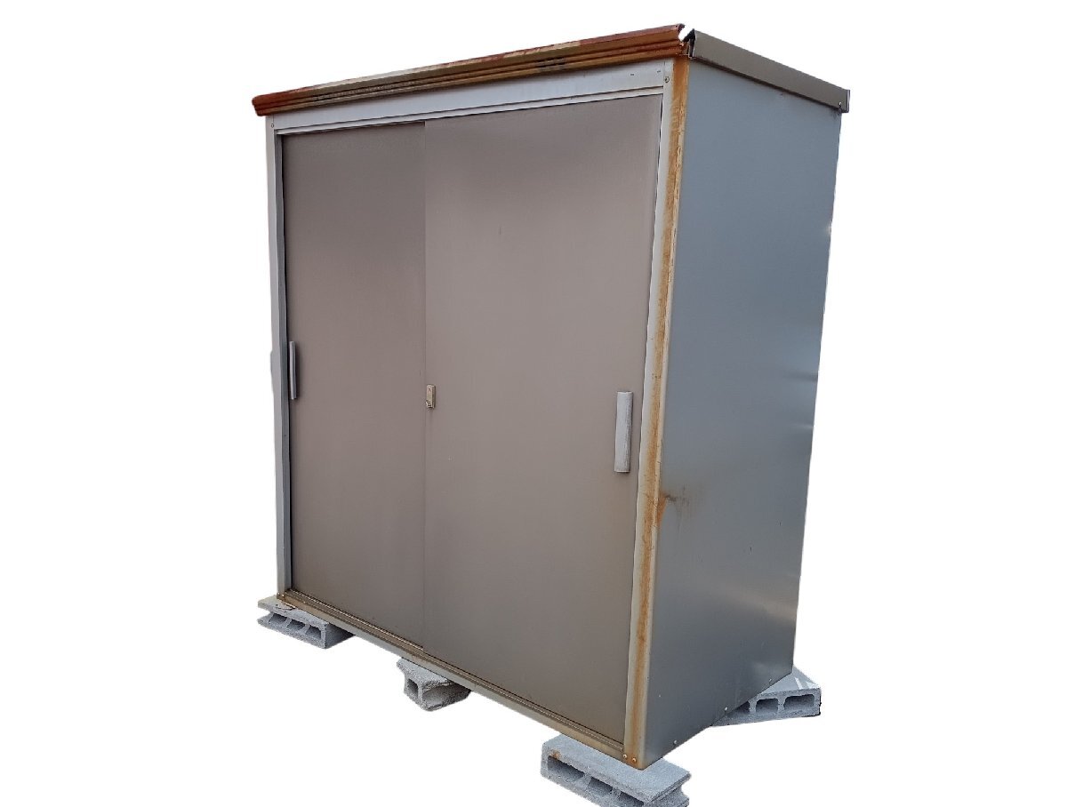手渡し限定 物置 サンキン 幅180×奥行90×高さ195cm 引き違い扉 開口幅740mm 屋外用 外用収納庫 組立済み 鍵なし 中古 福井県拍卖