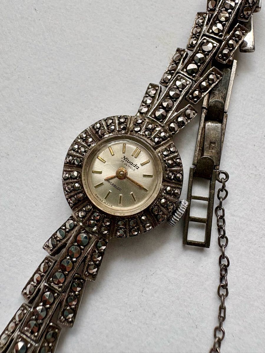 Nivadaニバダ英国シルバー925マルカジットレディース腕時計ブレスウォッチマーカサイト スイス英国アンティークビンテージ 拍卖
