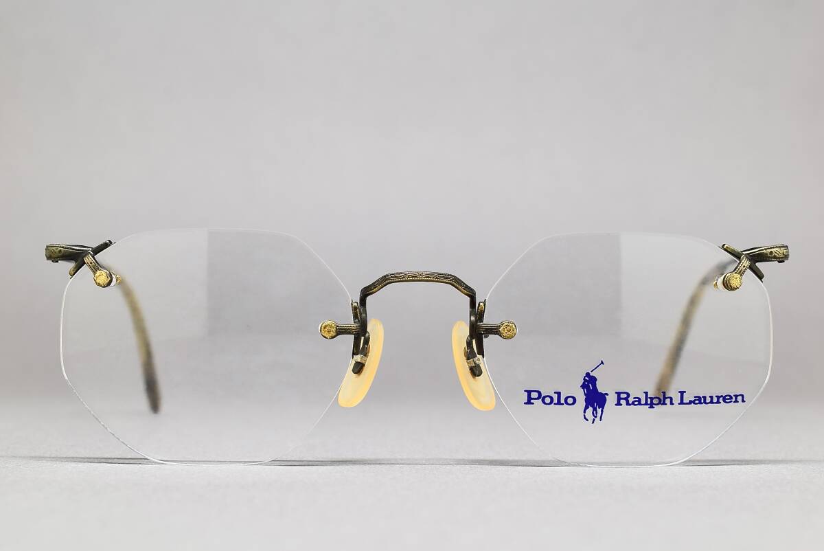 デッドストック Polo 19 by Ralph Lauren 48-21 Ful-Vue オクタゴン リムレス メガネ サングラス フレーム 日本製 ヴィンテージ 彫金拍卖