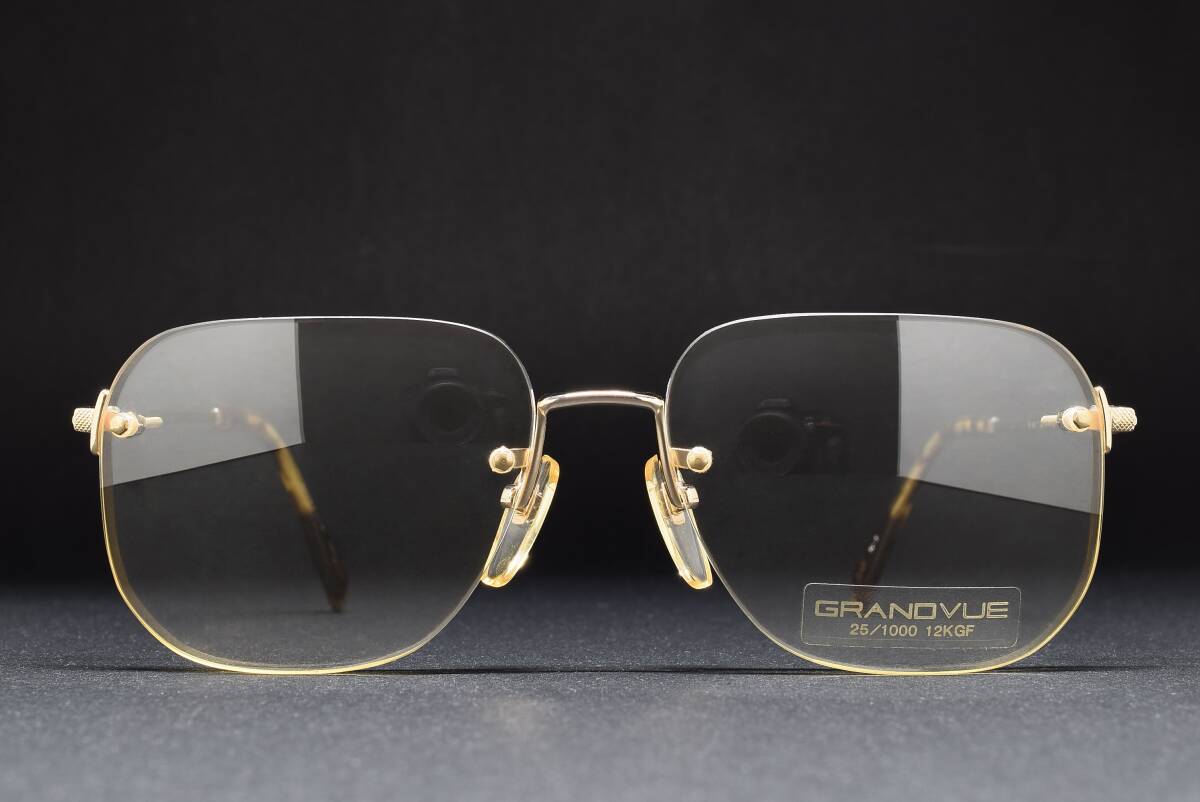 デッドストック GRANDVUE 7012 55-16 TITAN 25/1000 12KGF リムレス メガネ サングラス フレーム 12金張り ゴールド/Mゴールド ふちなし拍卖