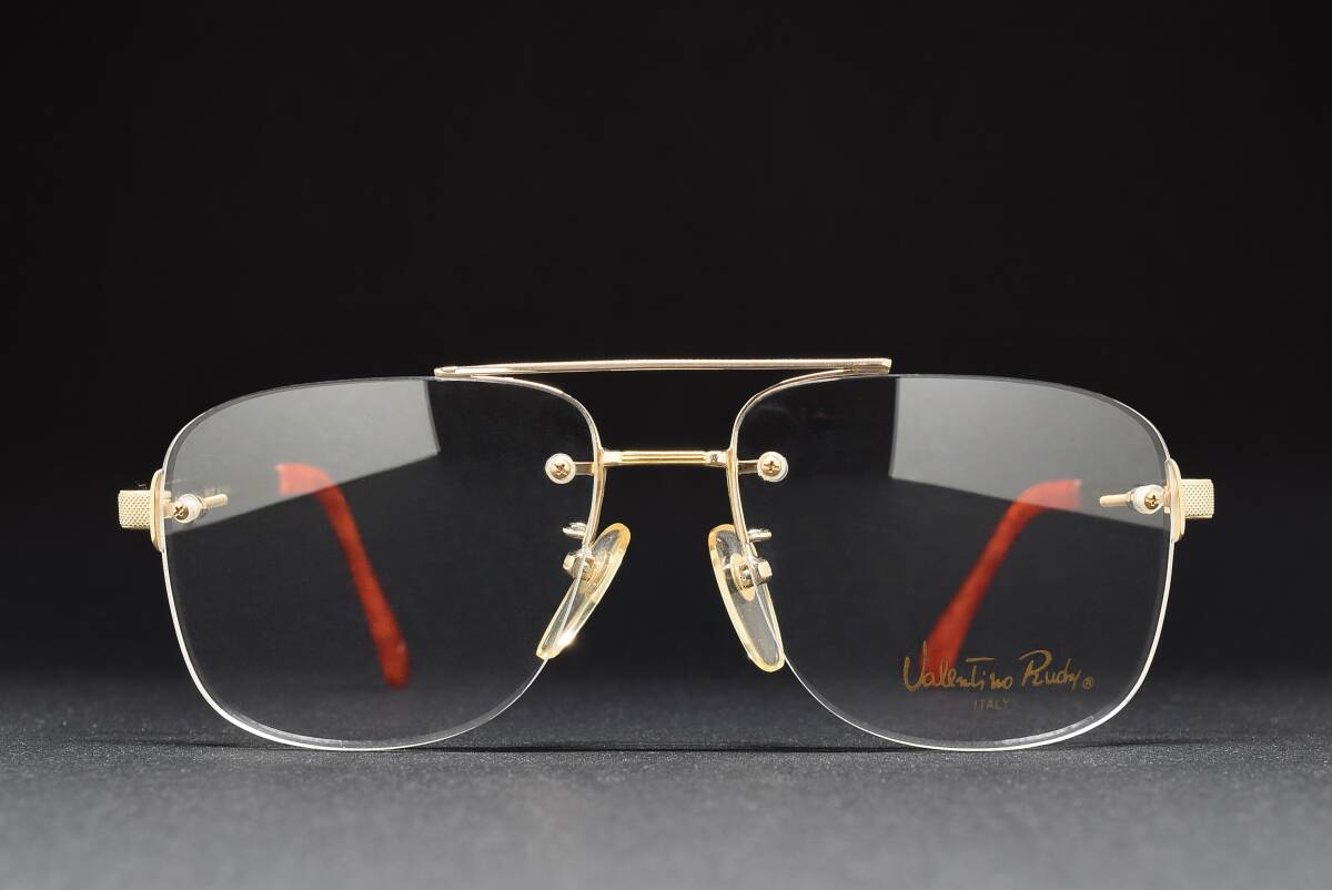 デッドストック Valentino Rudy ITALY V-1018 55-15 リムレス メガネ サングラス フレーム ゴールド ヴィンテージ 拍卖