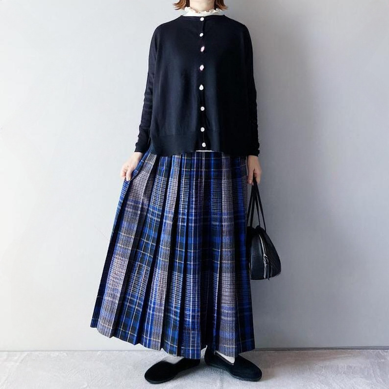 「同梱1万円送料無料」ニットセットアップ2点セットレディースニット上下セットチェック柄プリーツロングスカートセーターニットトップス拍卖