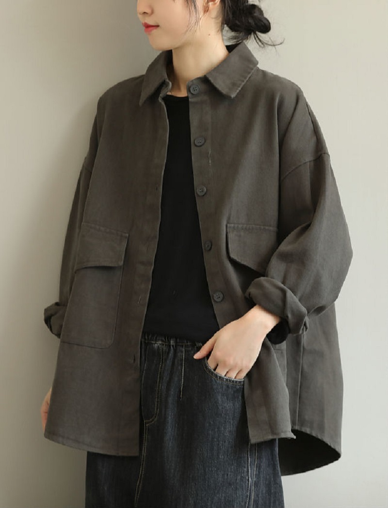 同梱1万円送料無料■コート レディース パーカー ジャケット 長袖 アウター 前開き 羽織り 復古風 大きいサイズ ロング丈 トップス■グレー拍卖