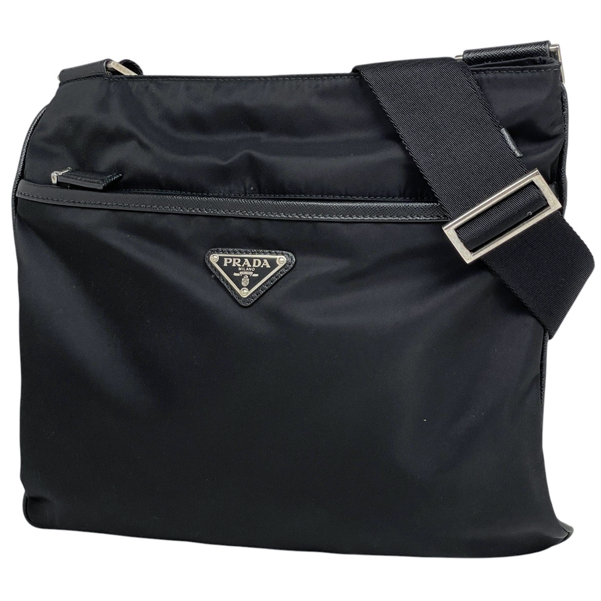 【在庫一掃】 プラダ ロゴプレート ショルダーバッグ 斜め掛け ショルダーバッグ ナイロン ネロ(ブラック) 【中古】拍卖
