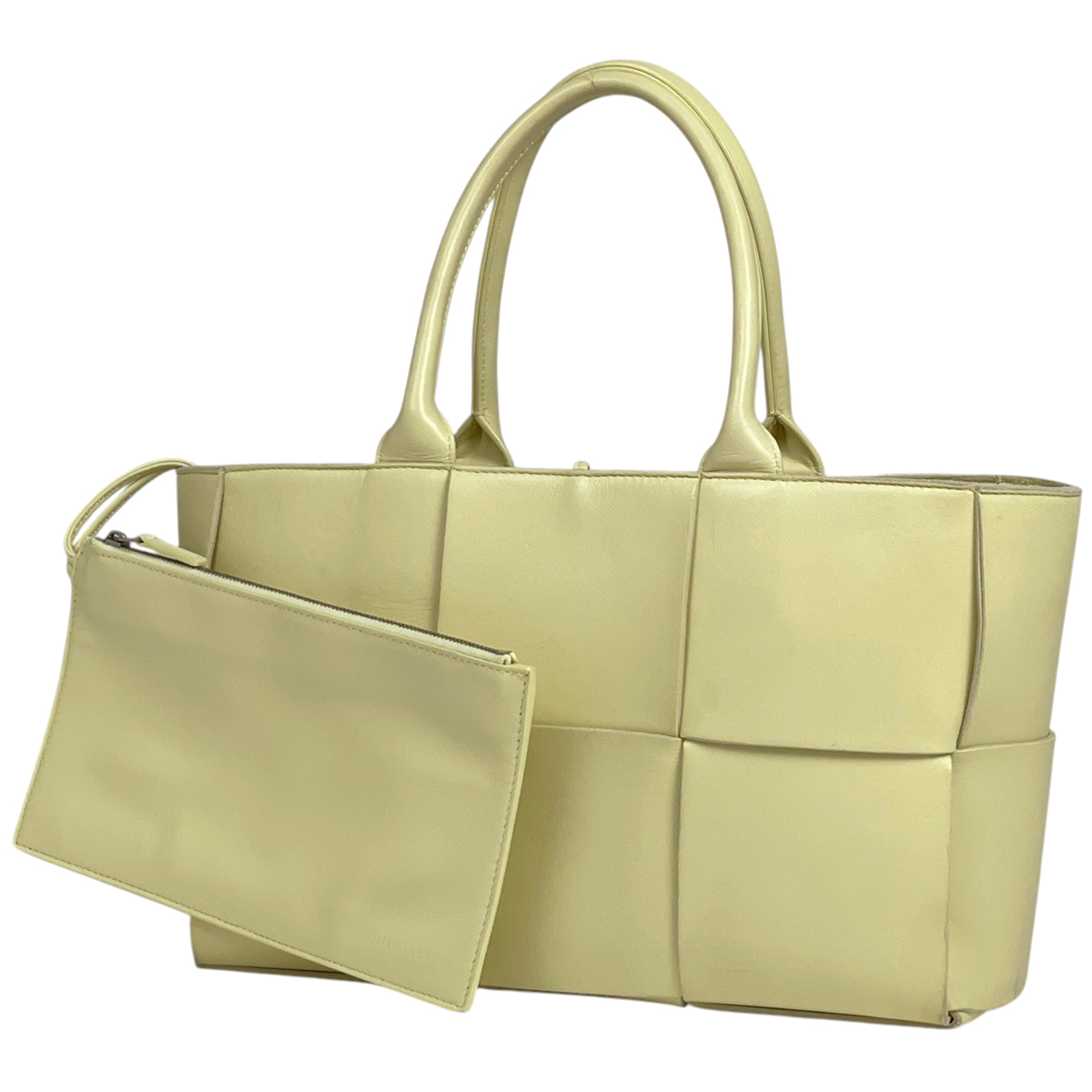 ボッテガヴェネタ BOTTEGAVENETA マキシイントレチャート ハンドバッグ アルコ トートバッグ レザー イエロー レディース 【中古】拍卖