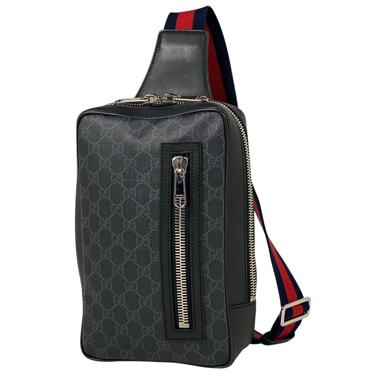 グッチ GUCCI GG柄 ボディバッグ ソフトGGスプリーム シェリーライン ウェブ コーティングキャンバス ブラック 478325 メンズ 中古拍卖