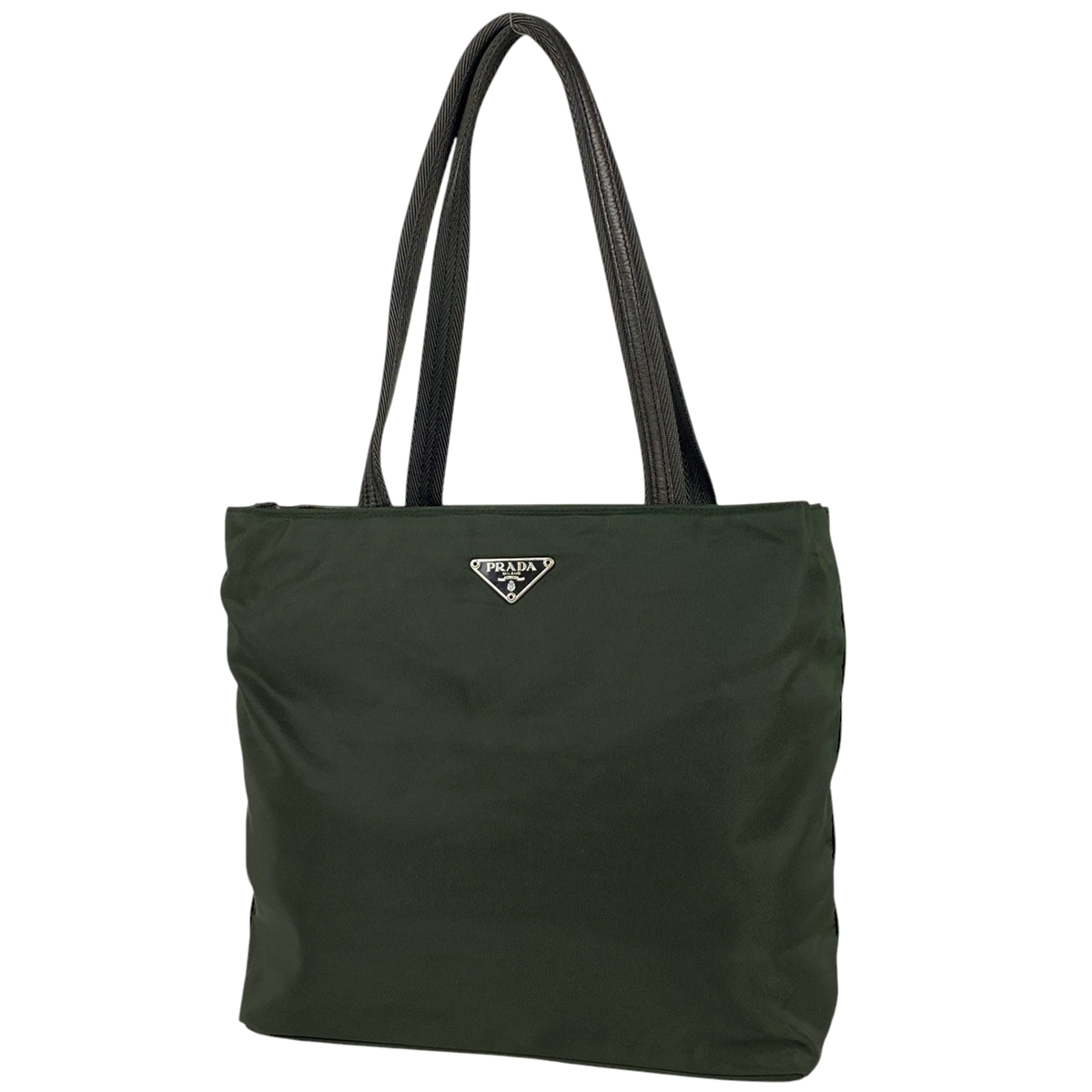 プラダ PRADA ロゴプレート トートバッグ ハンドバッグ トートバッグ テスートナイロン グリーン レディース 【中古】拍卖