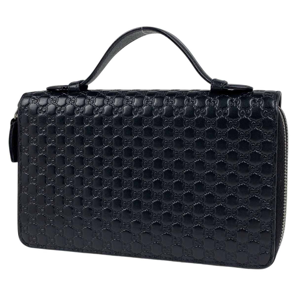 グッチ GUCCI マイクログッチシマ トラベル ドキュメントケース 長財布 ハンドバッグ シマレザー ブラック 449246 レディース 中古拍卖