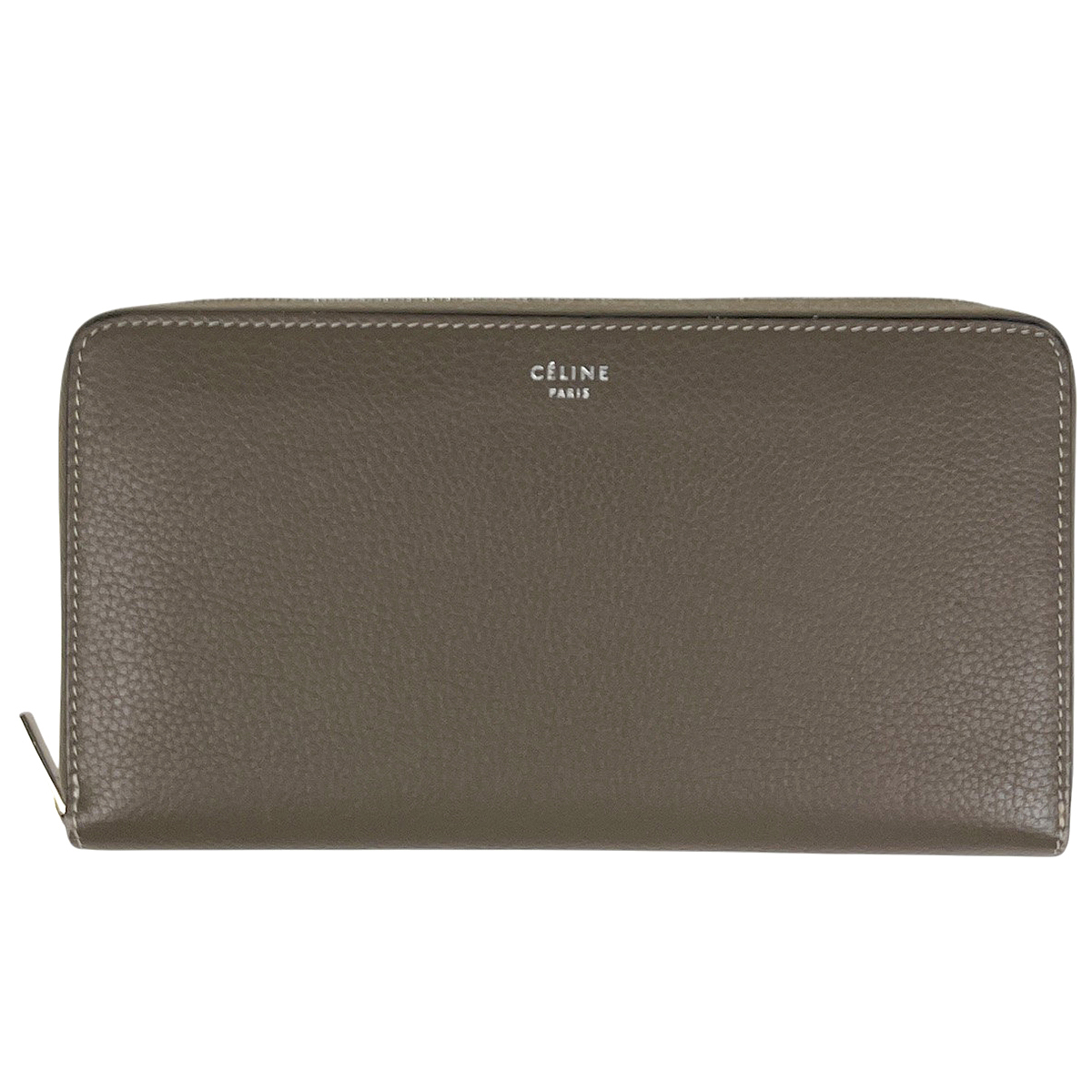セリーヌ CELINE ロゴ ラウンドファスナー 長財布 ラウンドジップ 長財布 レザー ブラウン レディース 【中古】拍卖