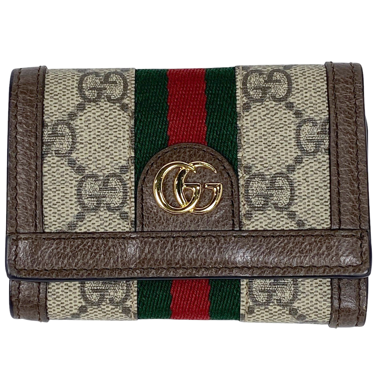 グッチ GUCCI オフィディア GG 三つ折り ダブルG ウェブ シェリーライン 三つ折り財布 GGスプリーム ブラウン 644334 レディース 【中古】拍卖