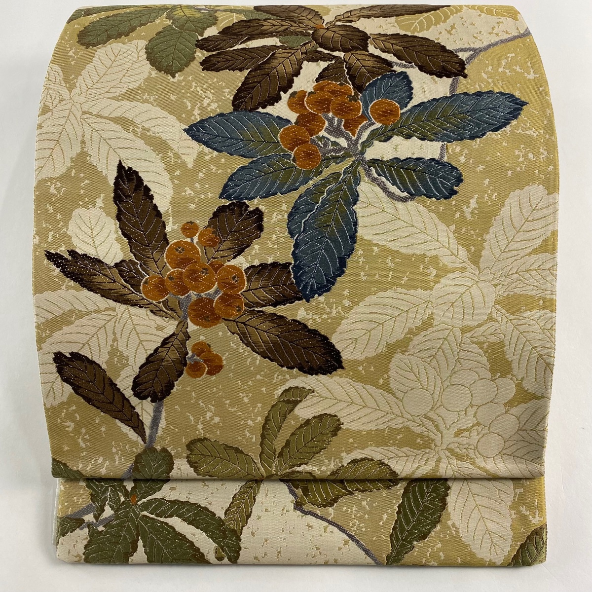 袋帯 美品 名品 枇杷文様図 唐織 ベージュ 六通 正絹 【中古】拍卖