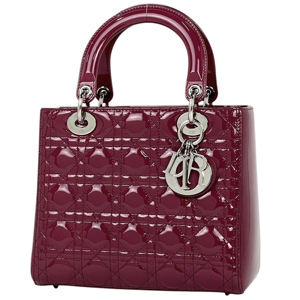 クリスチャンディオール Christian Dior レディディオール エナメル カナージュ ハンドバッグ パテントレザー ピンク レディース 【中古】拍卖