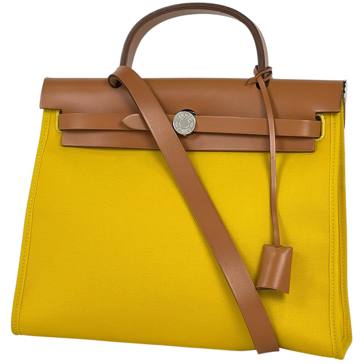 エルメス HERMES エールバッグ ジップ PM 2WAY ショルダーバッグ ハンドバッグ トワルオフィシエ イエロー ブラウン Y レディース 【中古】拍卖