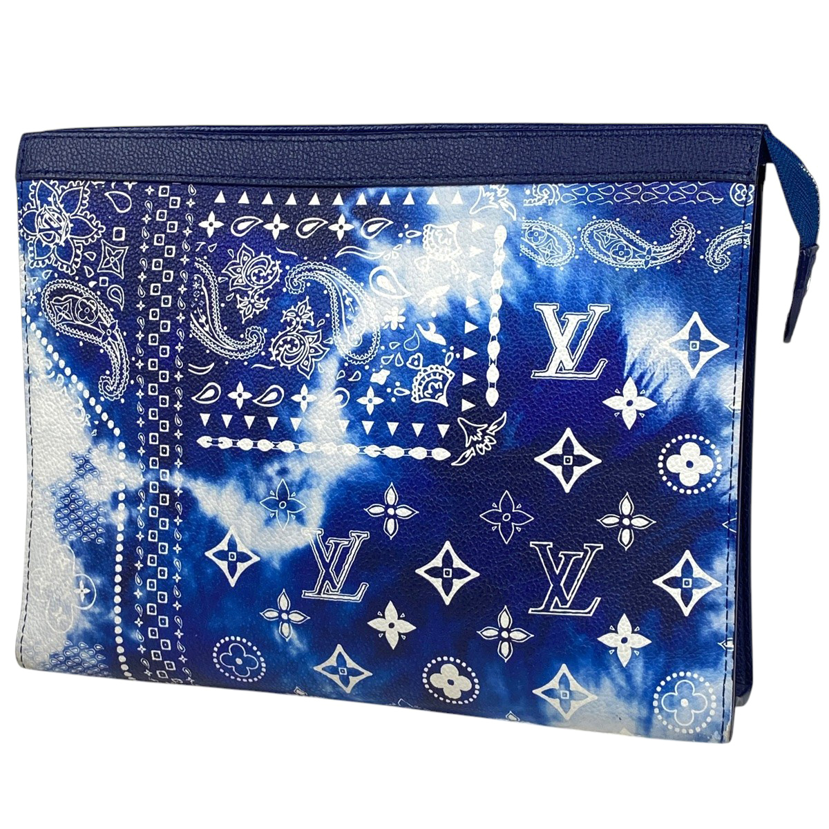 ルイ・ヴィトン Louis Vuitton ポシェット ヴォワヤージュ MM バンダナ セカンドバッグ モノグラム ブルー M81442 【中古】拍卖