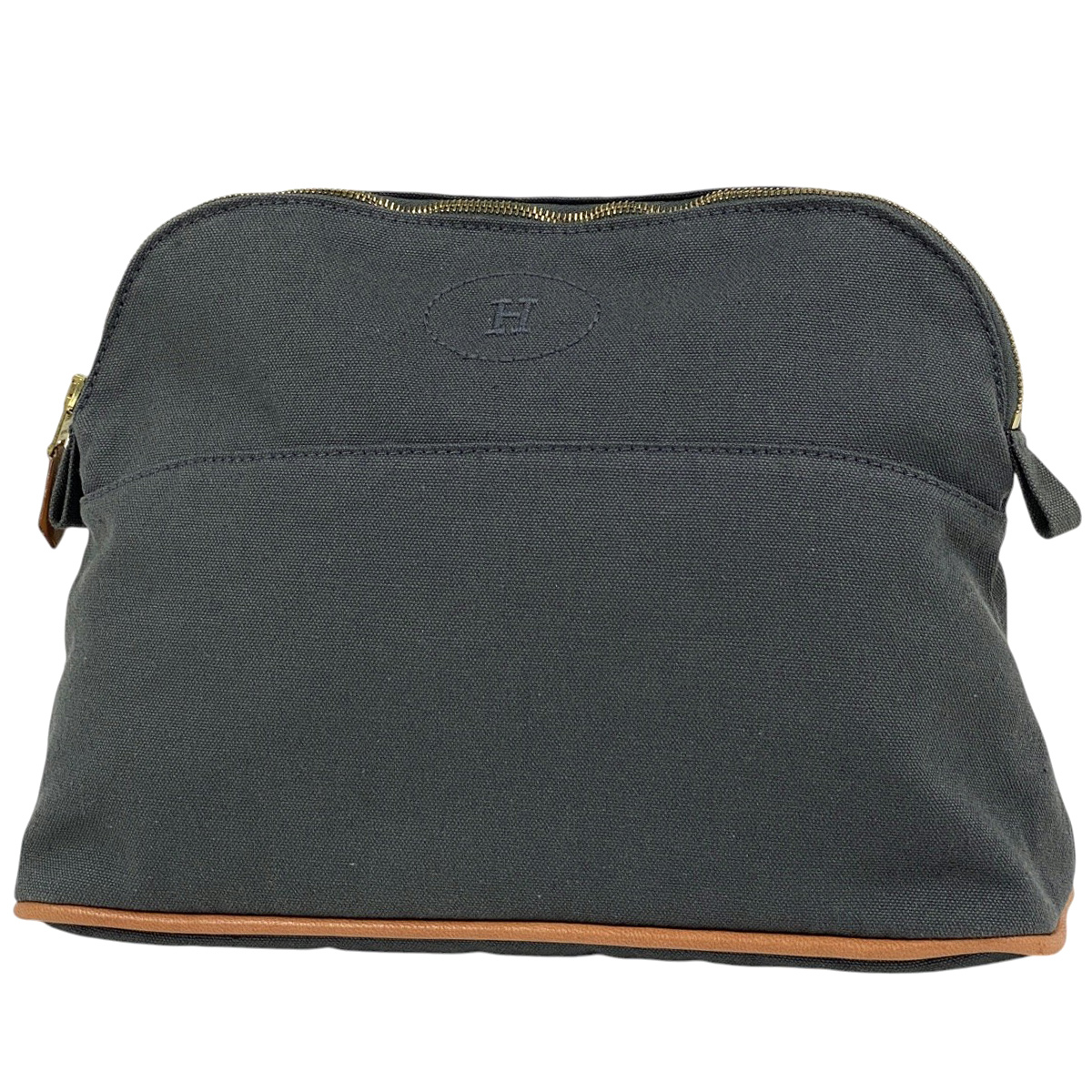 エルメス HERMES ボリード ポーチ MM メイクポーチ 小物入れ Hロゴ 化粧ポーチ キャンバス グレー レディース 【中古】拍卖