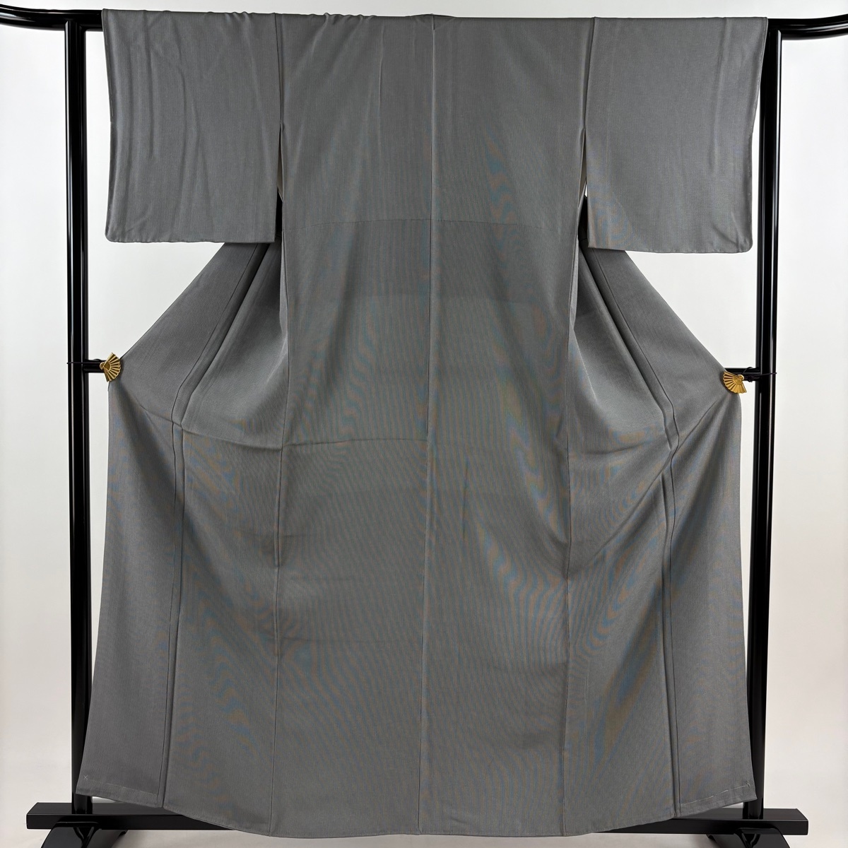 江戸小紋 身丈159.5cm 裄丈62cm S 袷 万筋 青灰色 正絹 名品 【中古】拍卖