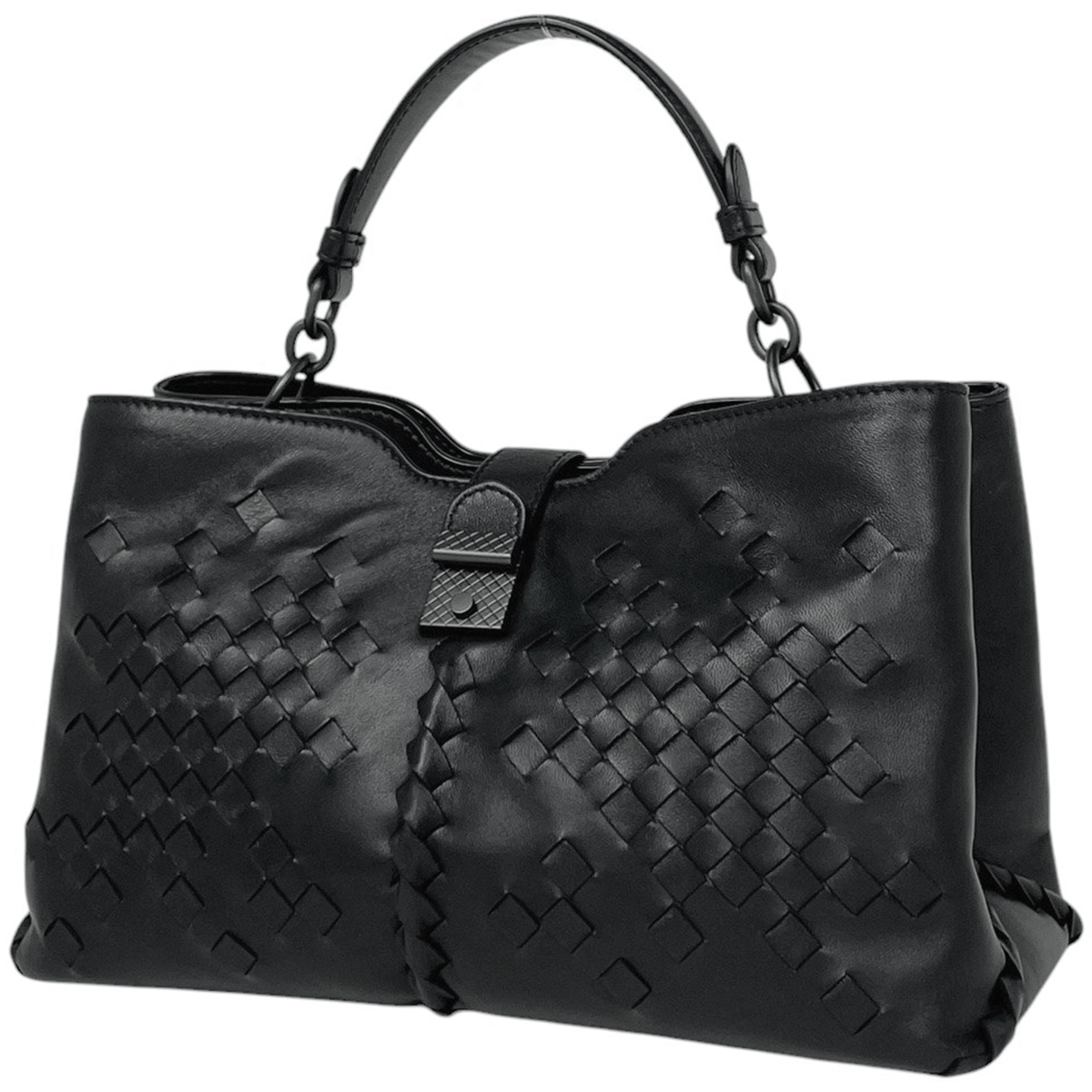 ボッテガヴェネタ BOTTEGAVENETA イントレチャート ハンドバッグ 手提げ ナッパ ハンドバッグ レザー ブラック レディース 【中古】拍卖