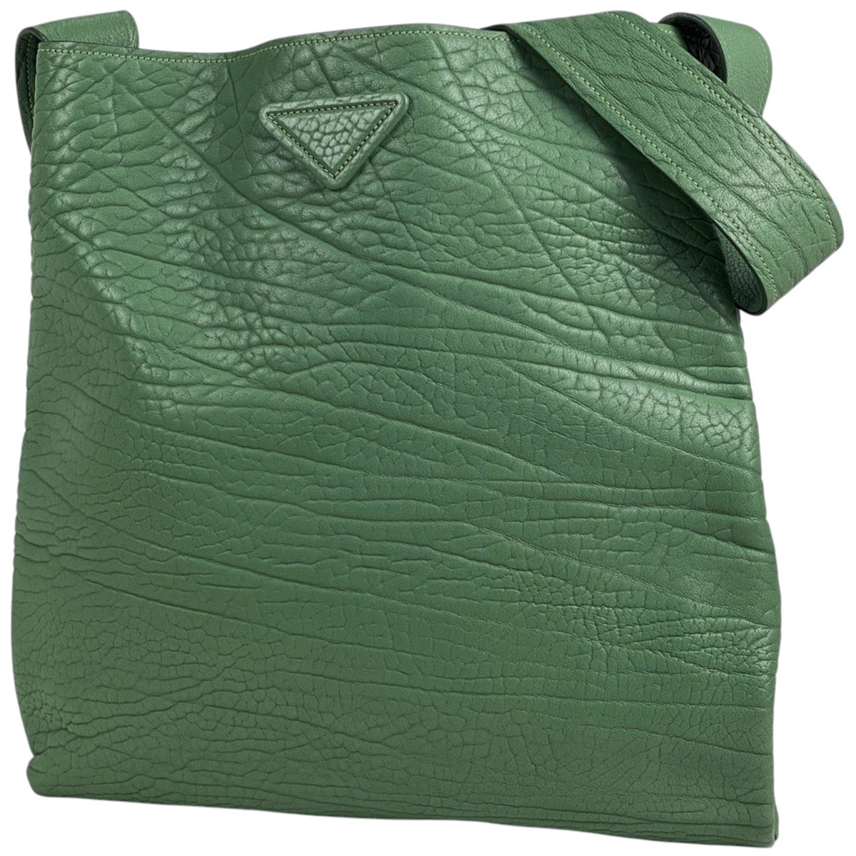 プラダ PRADA レザートライアングル ショルダーバッグ 23SS ショルダーバッグ レザー グリーン レディース 【中古】拍卖