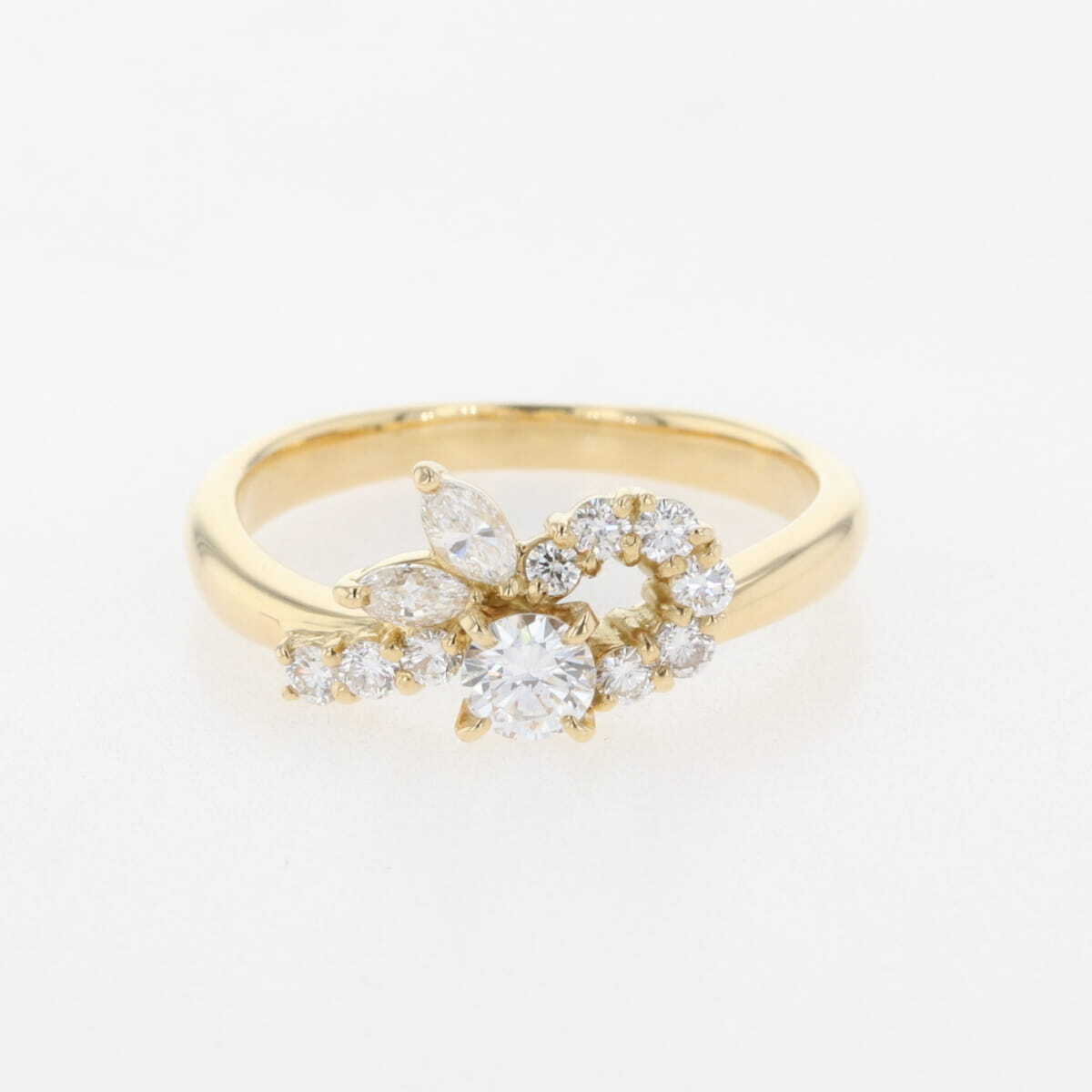 メレダイヤ デザインリング YG イエローゴールド 指輪 リング 10.5号 K18 ダイヤモンド レディース 【中古】拍卖