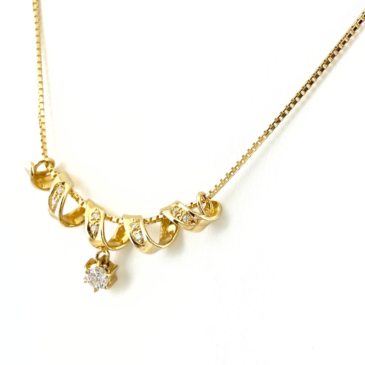 メレダイヤ デザインネックレス YG イエローゴールド ペンダント ネックレス K18 750 ダイヤモンド レディース 【中古】拍卖