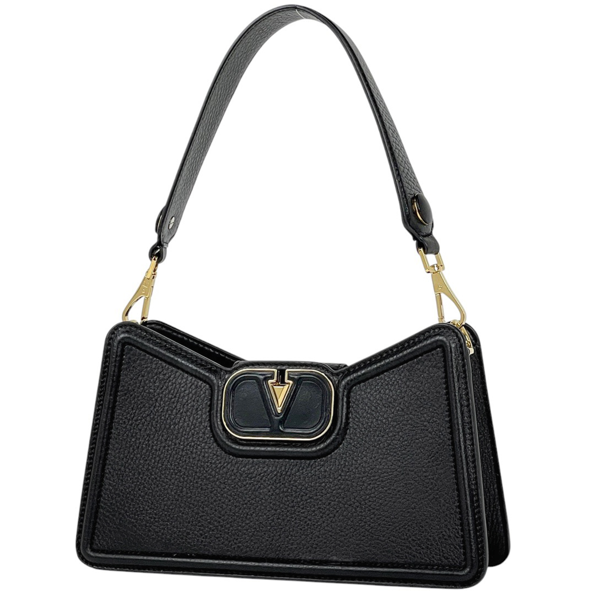 ヴァレンティノ・ガラヴァーニ Valentino Garavani ロゴ ハンドバッグ 2WAY ショルダーバッグ レザー ブラック レディース 【中古】拍卖