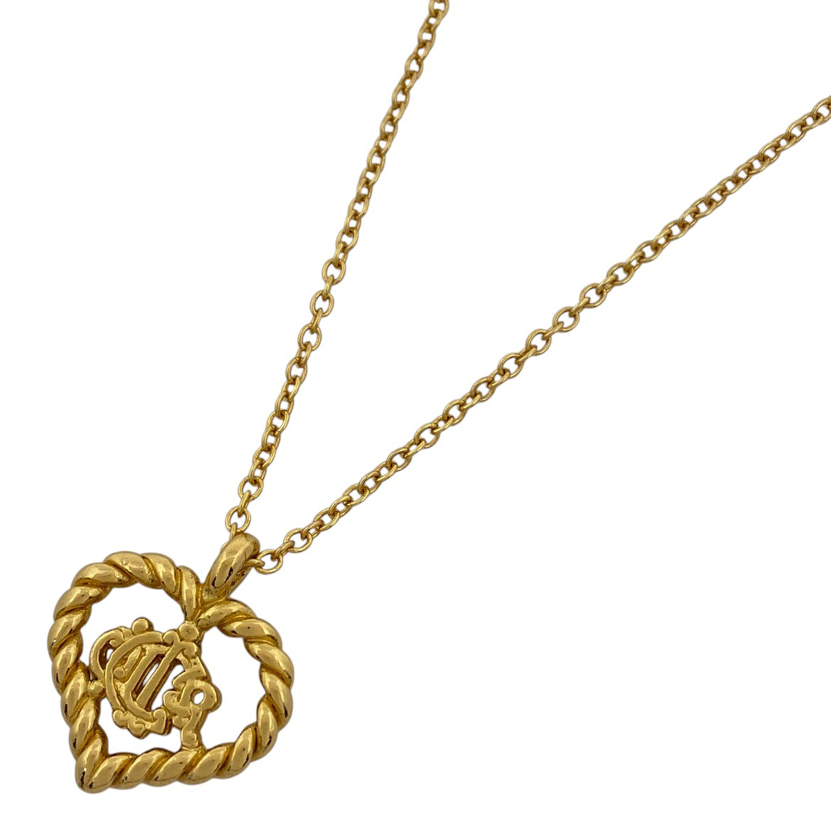 クリスチャンディオール Christian Dior ロゴ ネックレス ヴィンテージロゴ ハートモチーフ ネックレス GP ゴールド レディース 【中古】拍卖